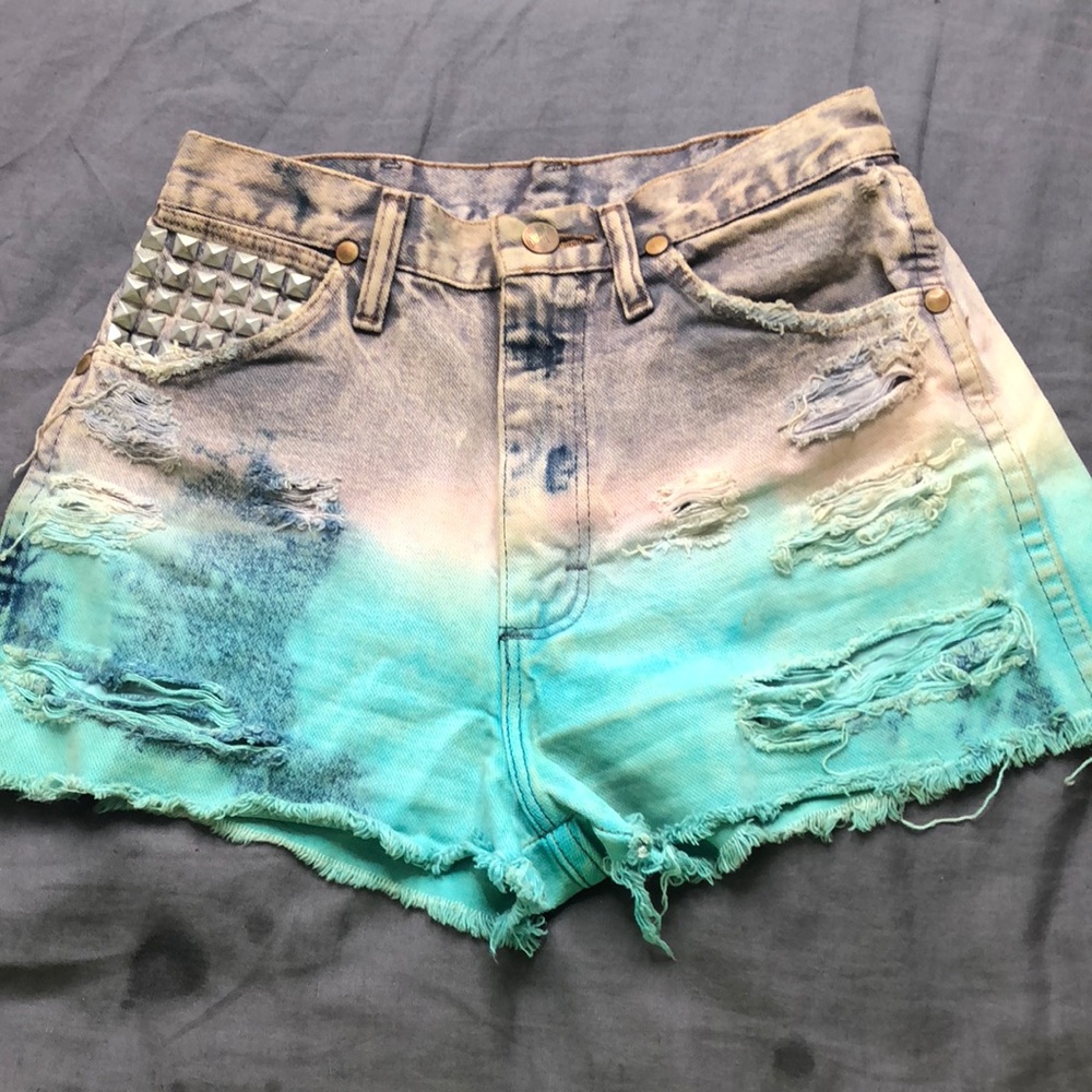 Vintage Studded and Tye Dye Wrangler Shorts